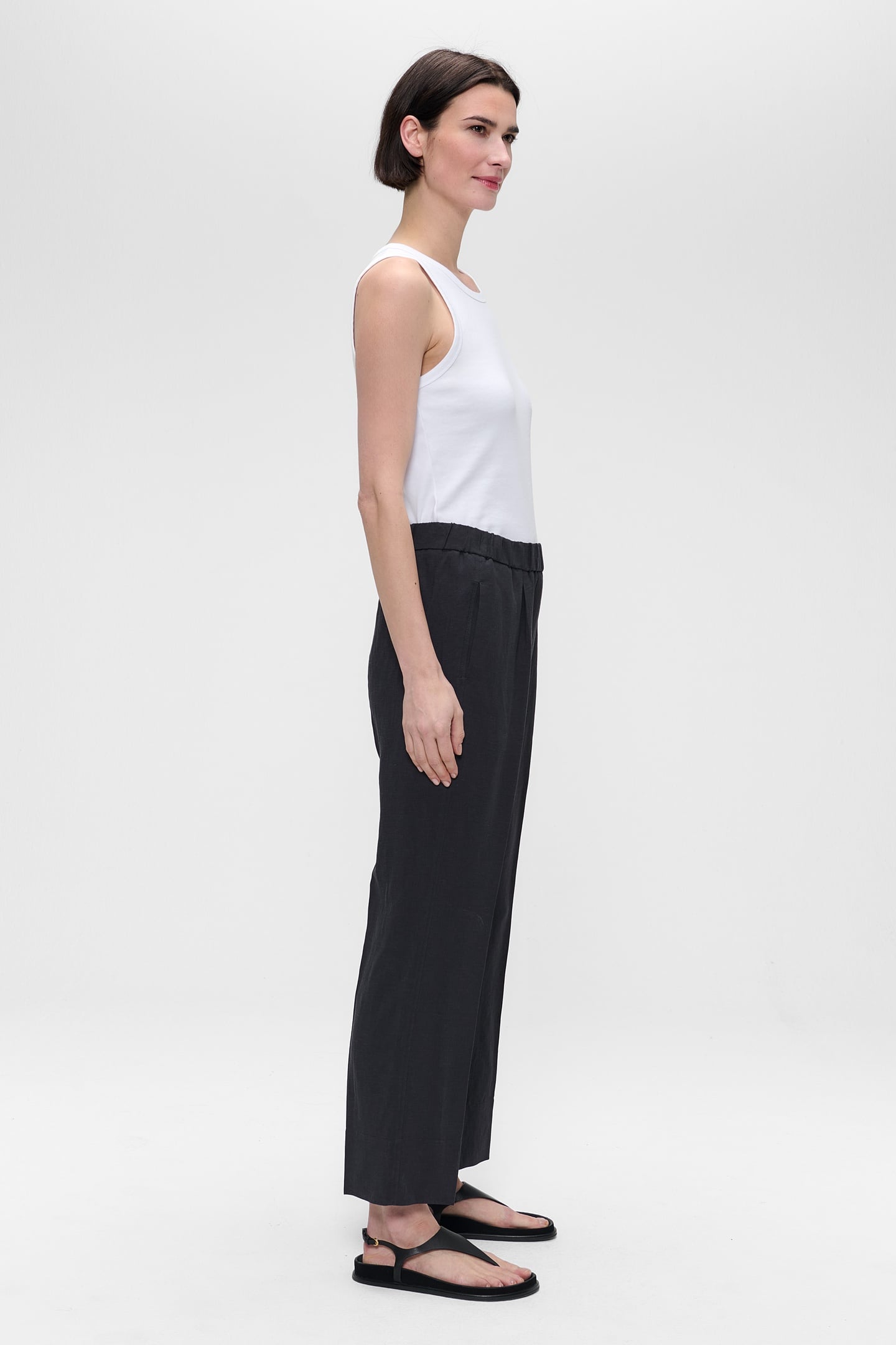 FINE LINEN VISC SYDNEY PANTS SLATE 5