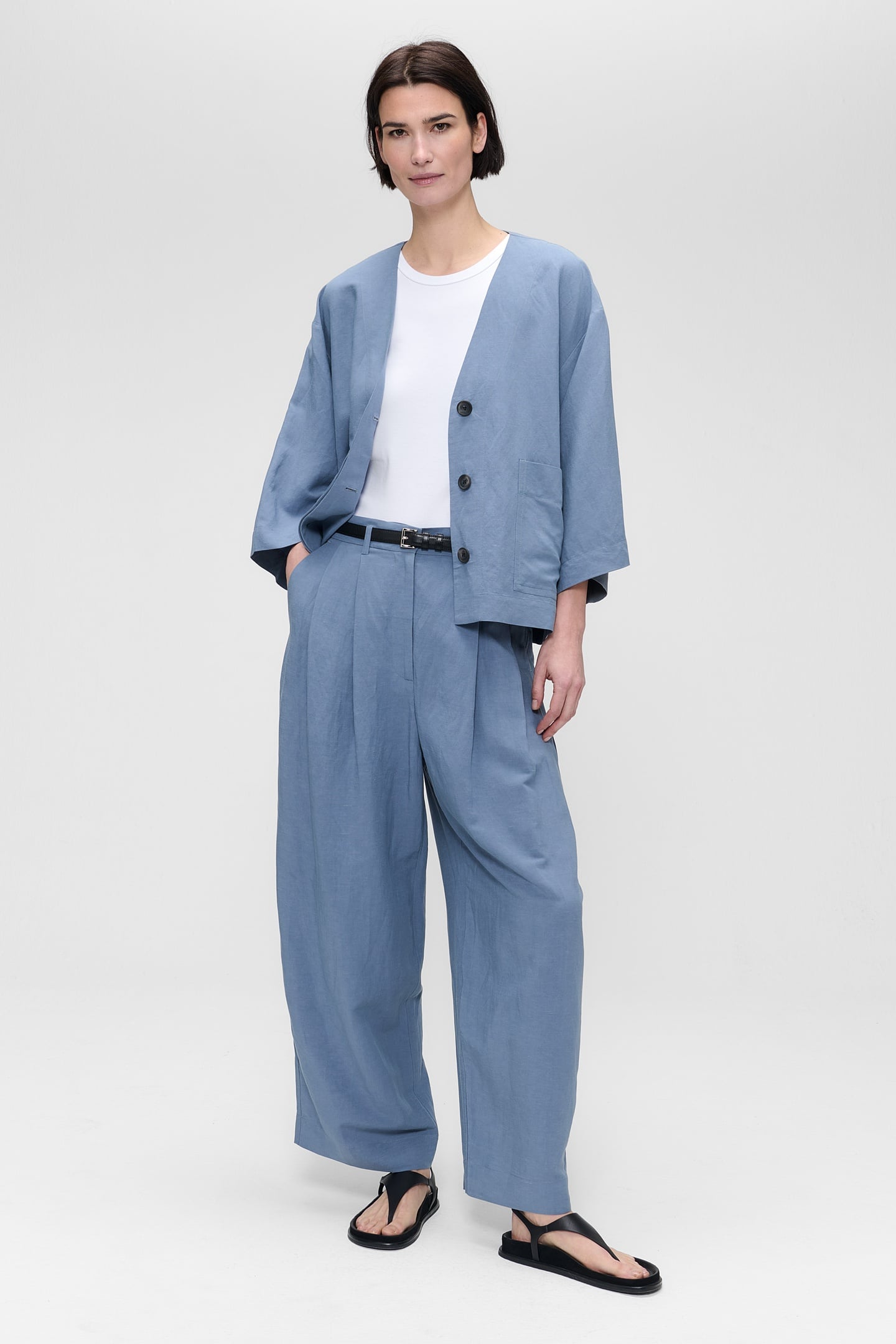FINE LINEN VISC SHIRT JACKET EVEREST BLUE 2