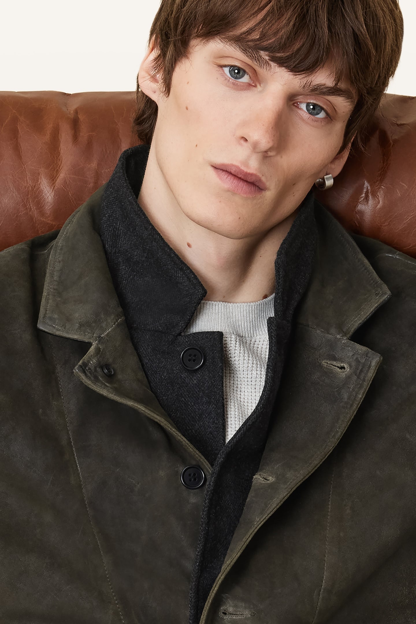 SURVEY LTHR BLAZER DARK OLIVE 7