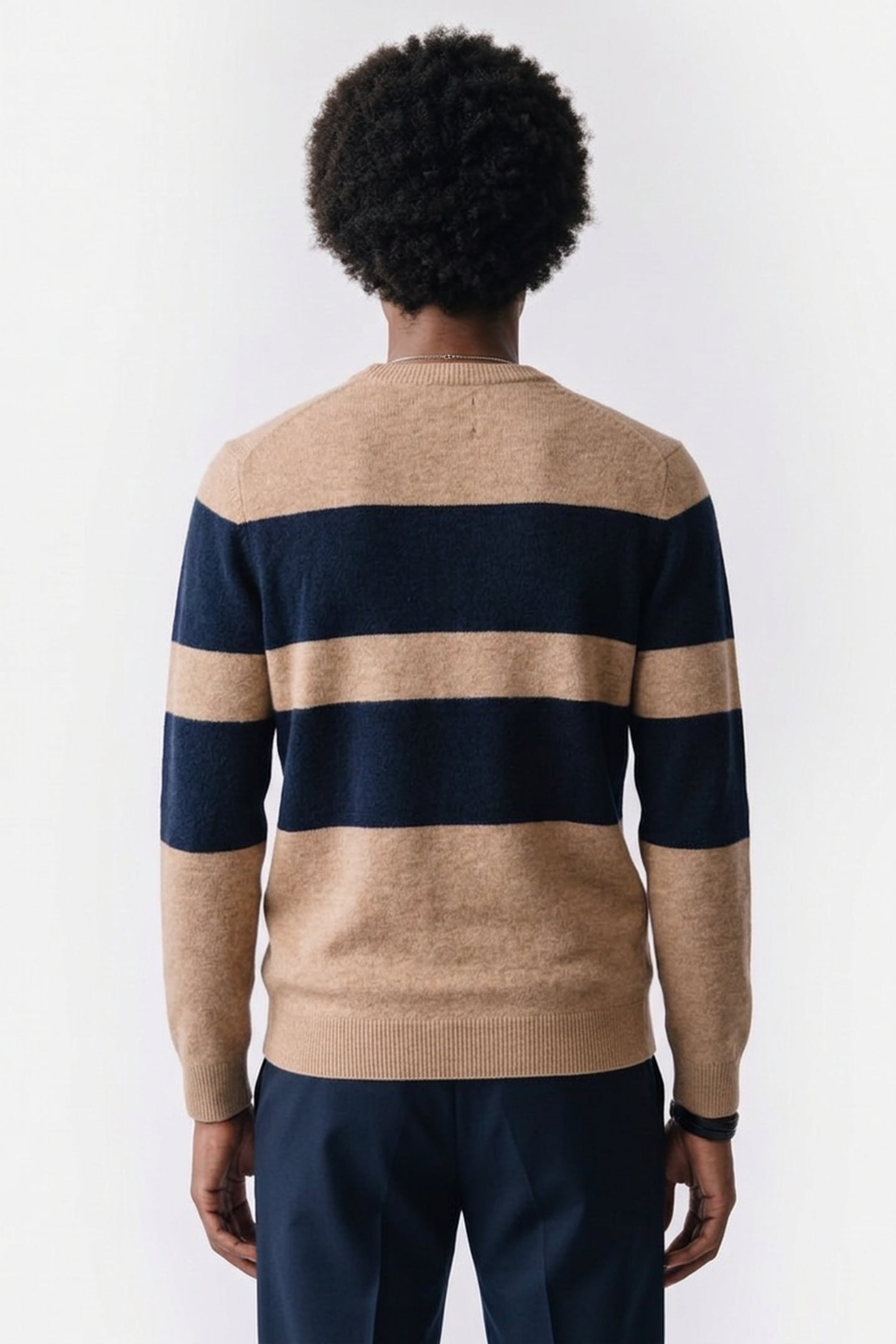 SOFT KNIT CREW NECK STRIPE REGULAR FIT PULLOVER TRAVERTINE 2