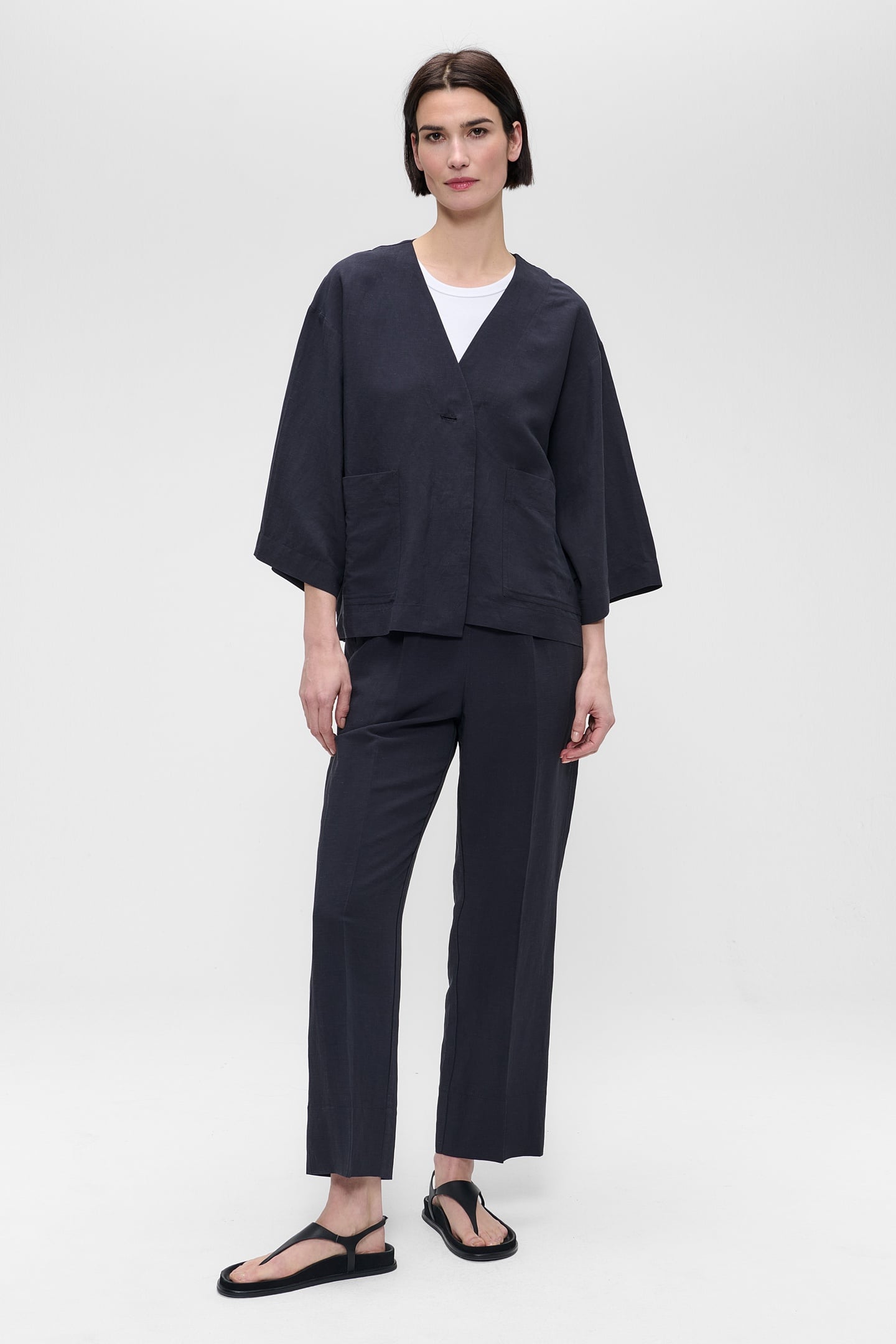 FINE LINEN VISC SHIRT JACKET SLATE 1