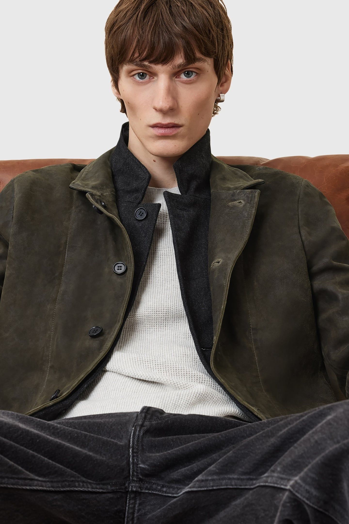 SURVEY LTHR BLAZER DARK OLIVE 6