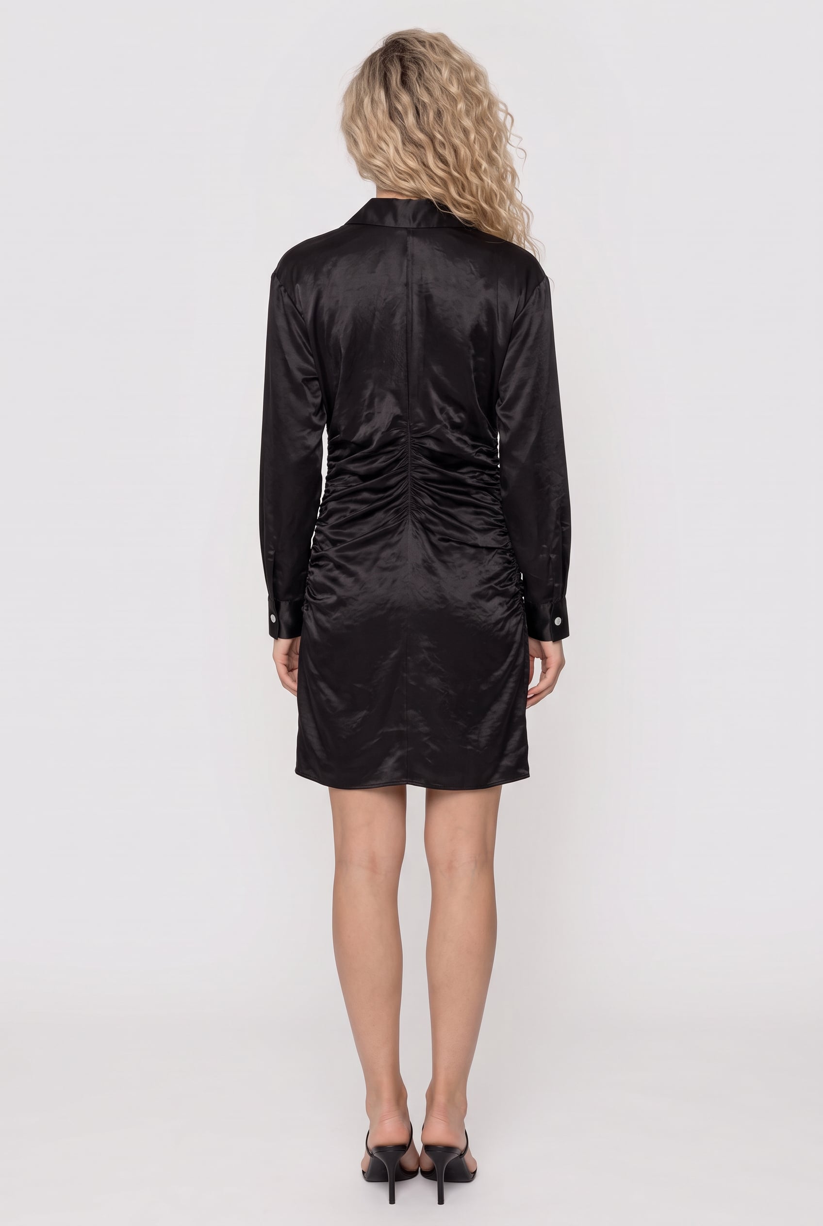 FORTUNE SATIN SHIRTDRESS BLACK 2