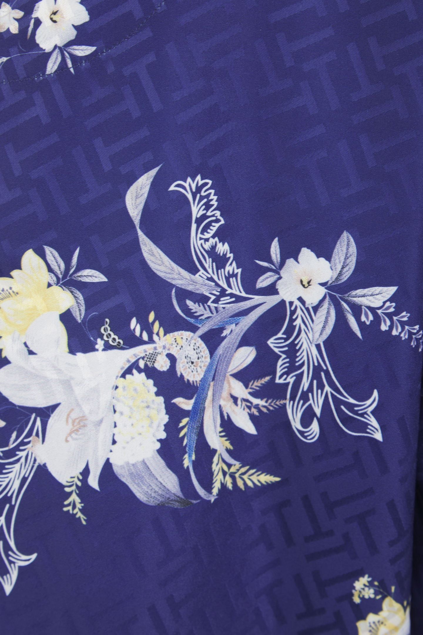 SKY 1PK JQD & PRINT TRADITIONAL SATIN PJ SET NAVY BLUE 8