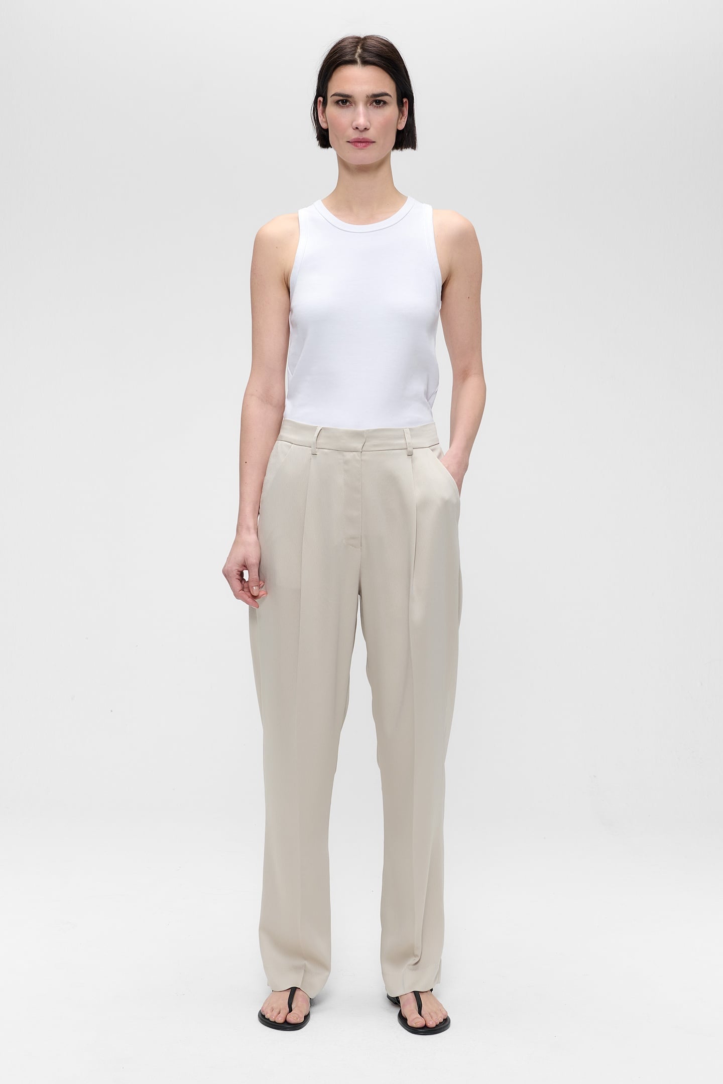 WASHED SATIN DARREN PANTS CHALK 1