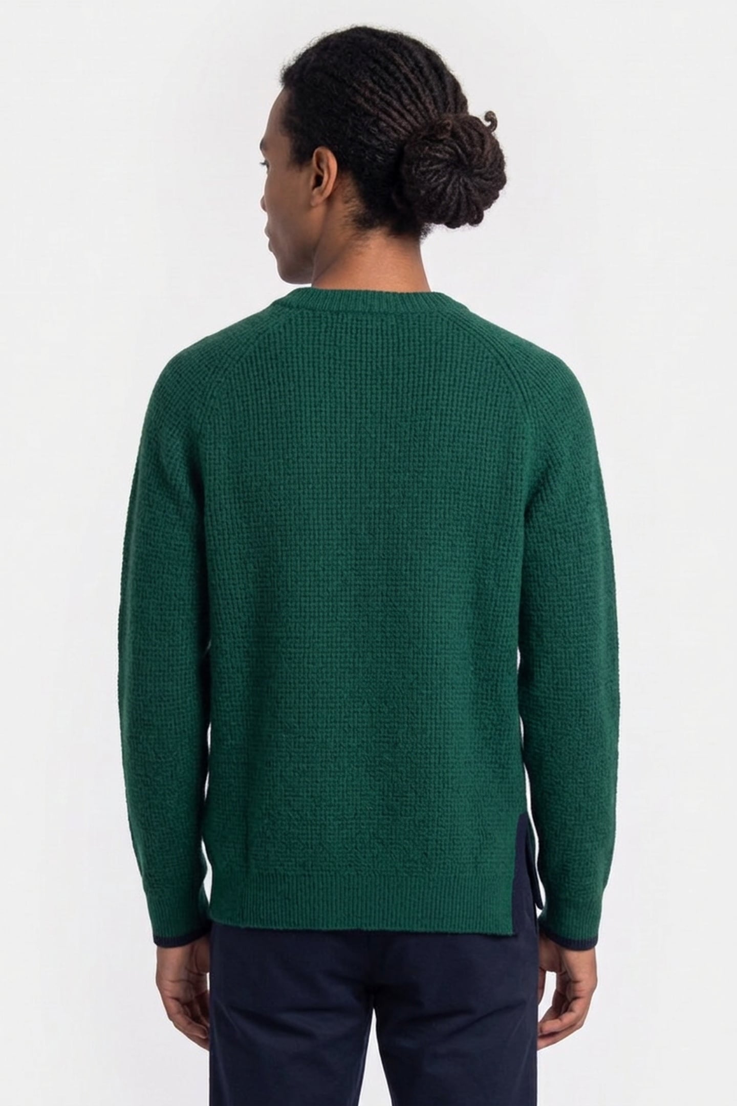 RAGLAN CREW NECK WAFFLE STITCH PULLOVER RAINFOREST 2