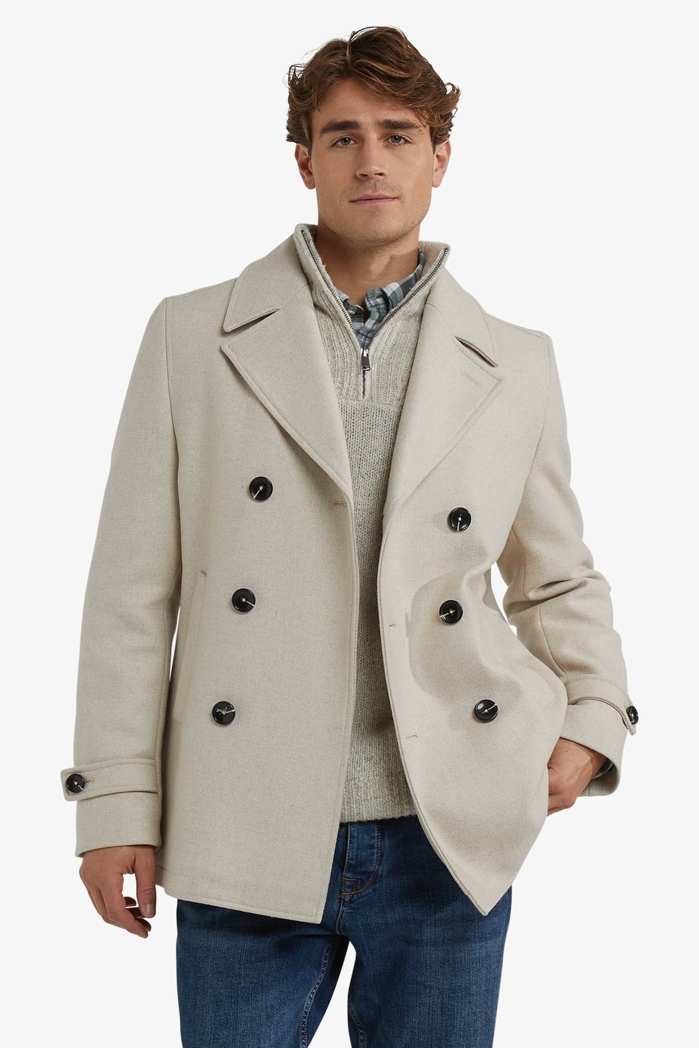 WOOL PEACOAT SAND 1