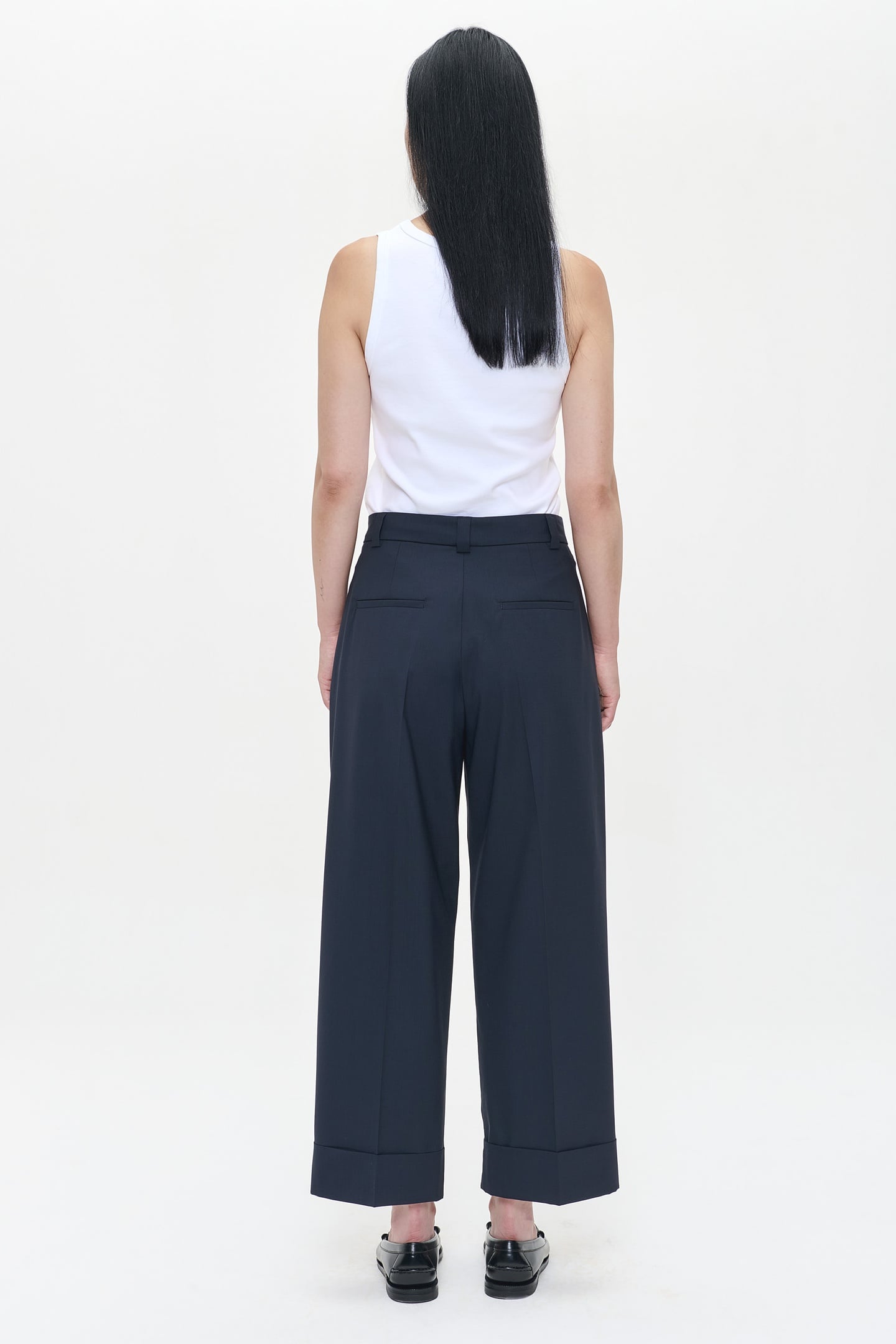 TROPICAL WOOL STRAIGHT PANTS MIDNIGHT BLUE 3