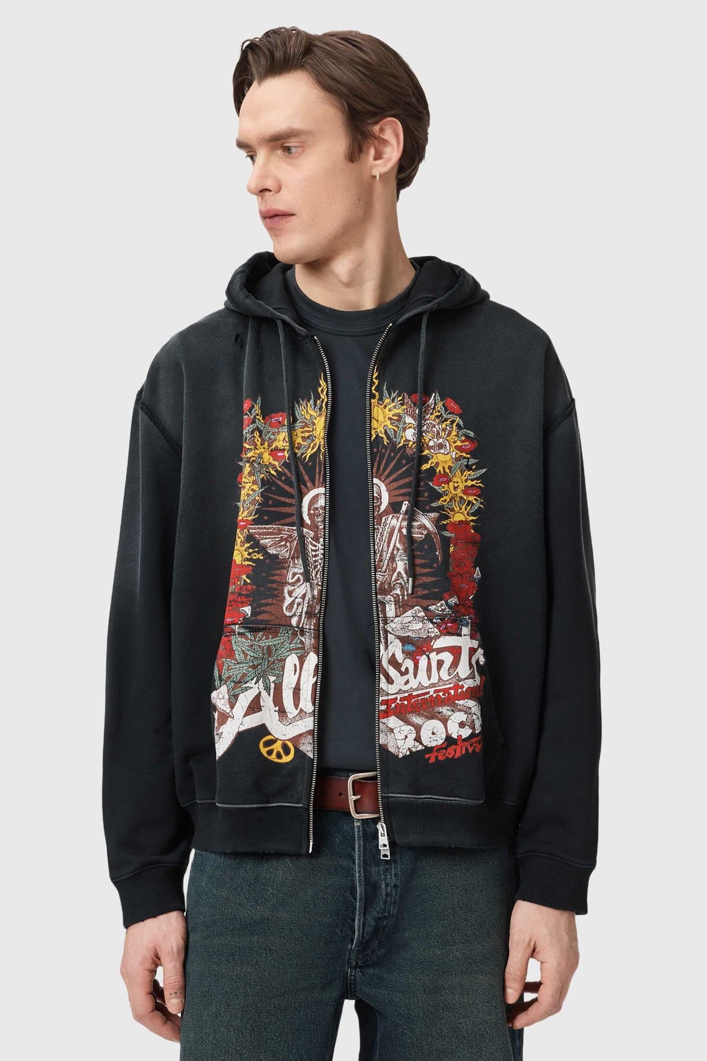 ROQUE ZIP HOODY WASHED BLACK 1