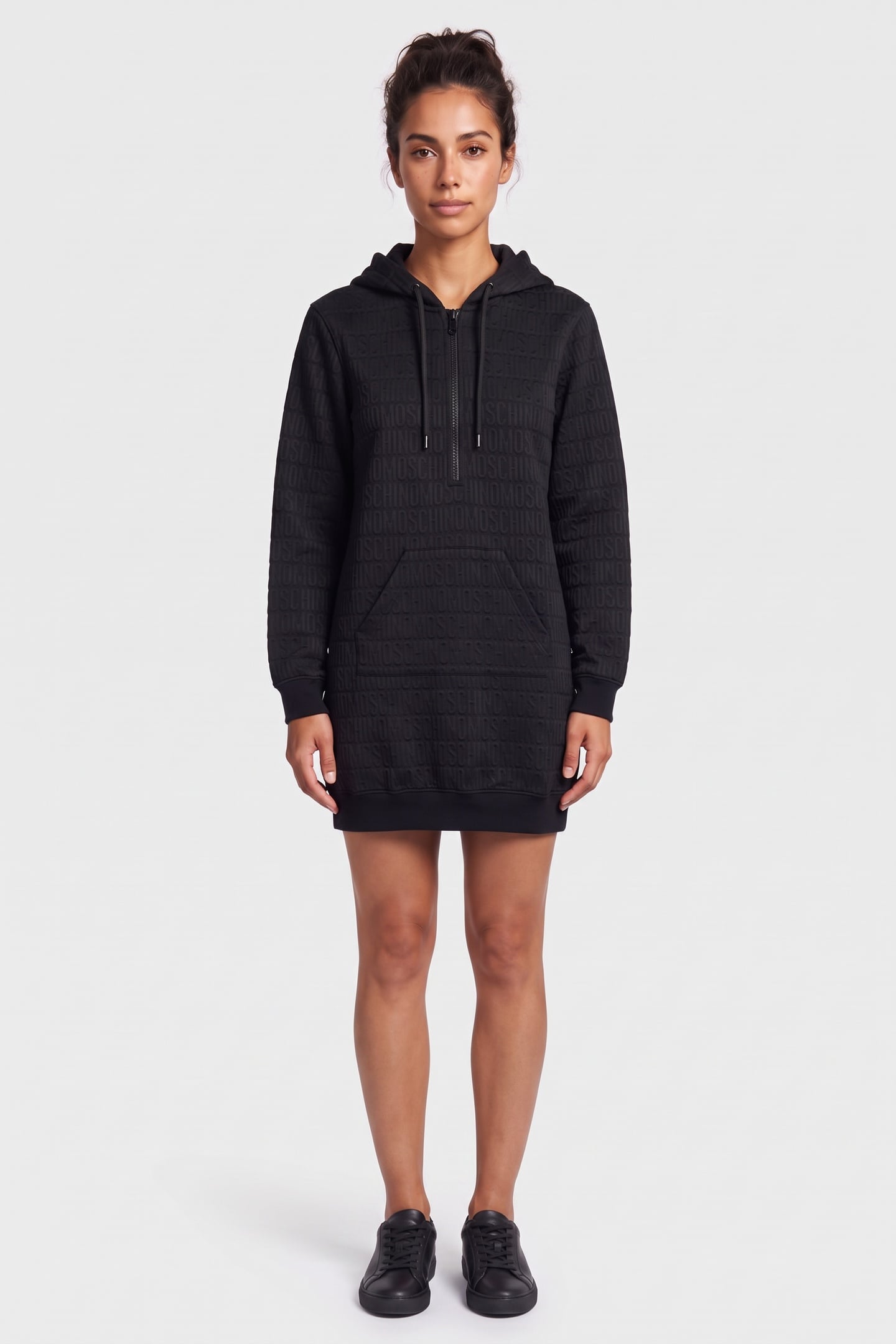 ALLOVER LOGO FLEECE DRESS BLACK 1