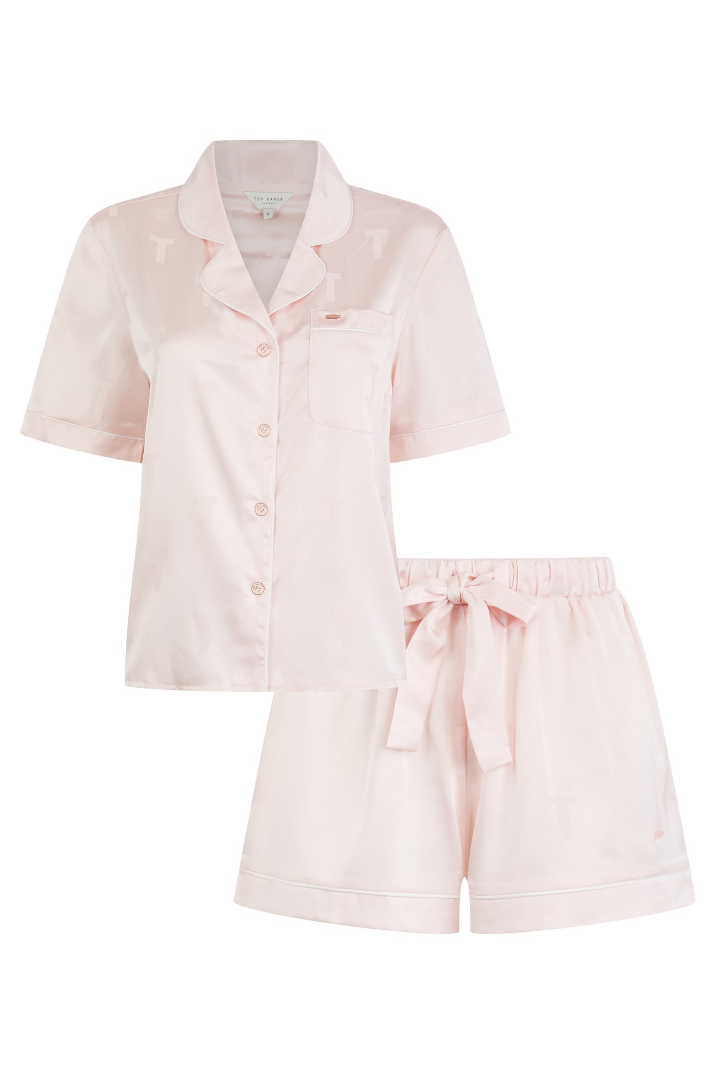 SYBIL 1PK SOLID SHORT JACQUARD TRADITIONAL SATIN PJ SET MAUV 4