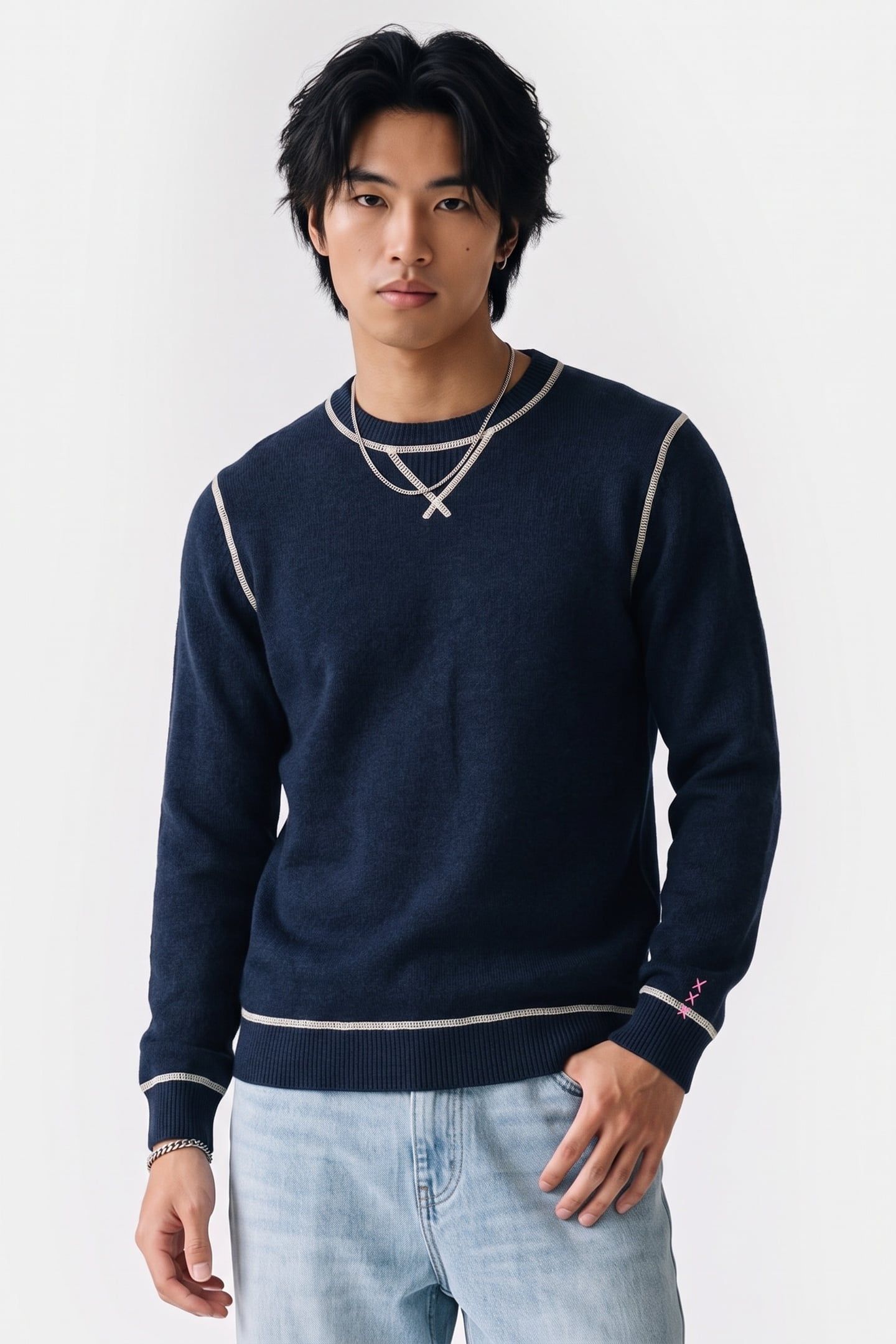 SOFT KNIT CREW NECK REGULAR-FIT PULLOVER SKY CAPTAIN 1
