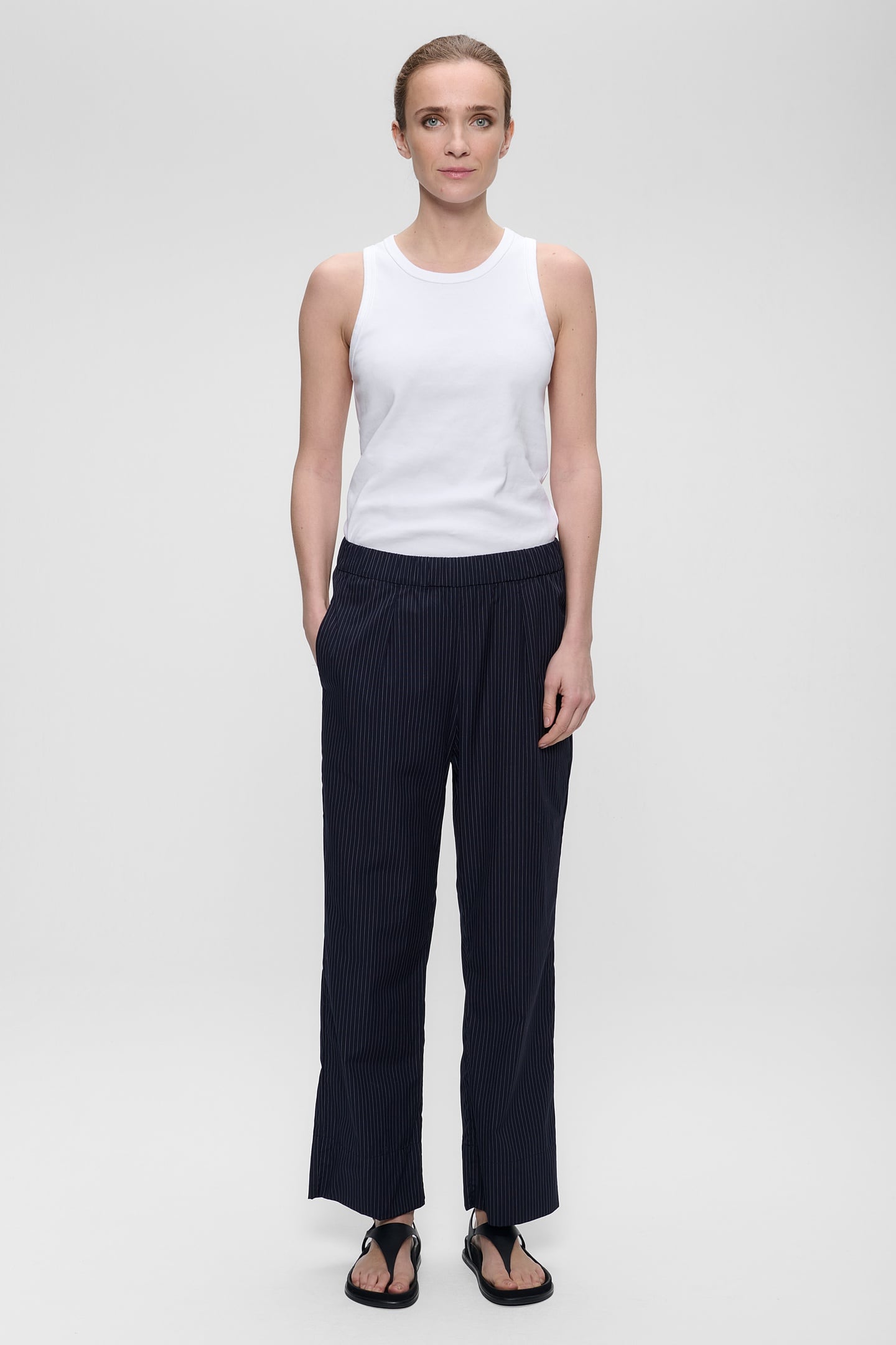 POPLIN PINSTRIPE SYDNEY PANTS MIDNIGHT BLUE 2