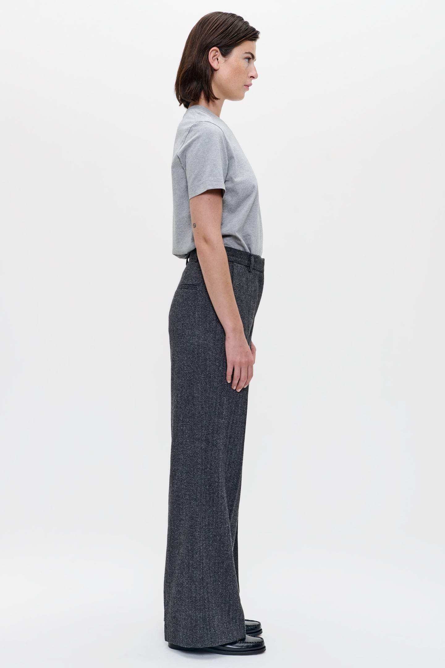 WOOL HERRINGBONE MASON-2 PANTS BLACK 4