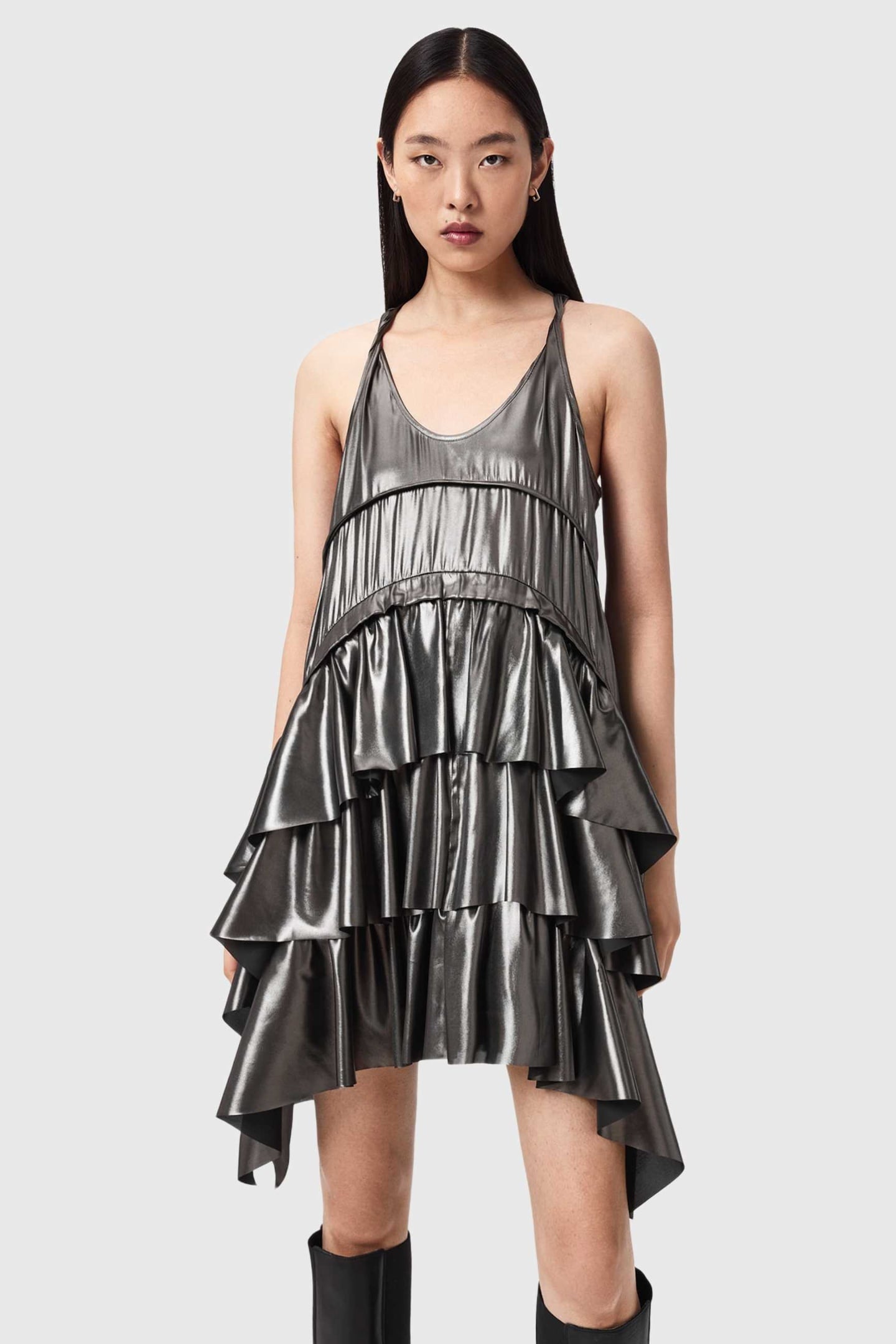 CAVARLY MINI DRESS METALLIC SILVER 3