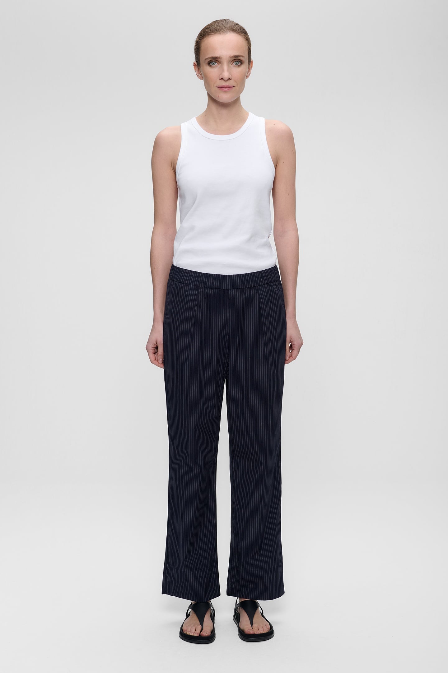POPLIN PINSTRIPE SYDNEY PANTS MIDNIGHT BLUE 1