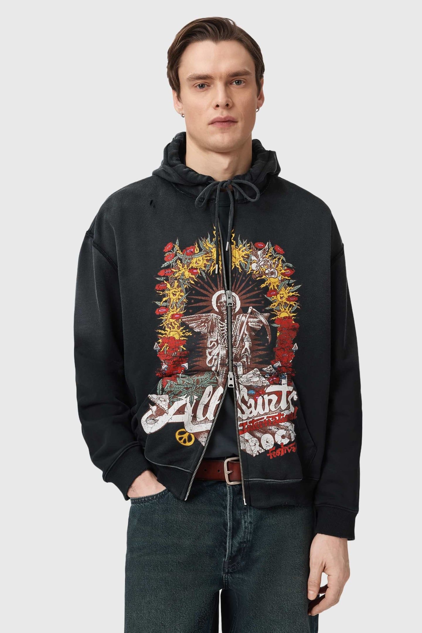 ROQUE ZIP HOODY WASHED BLACK 2