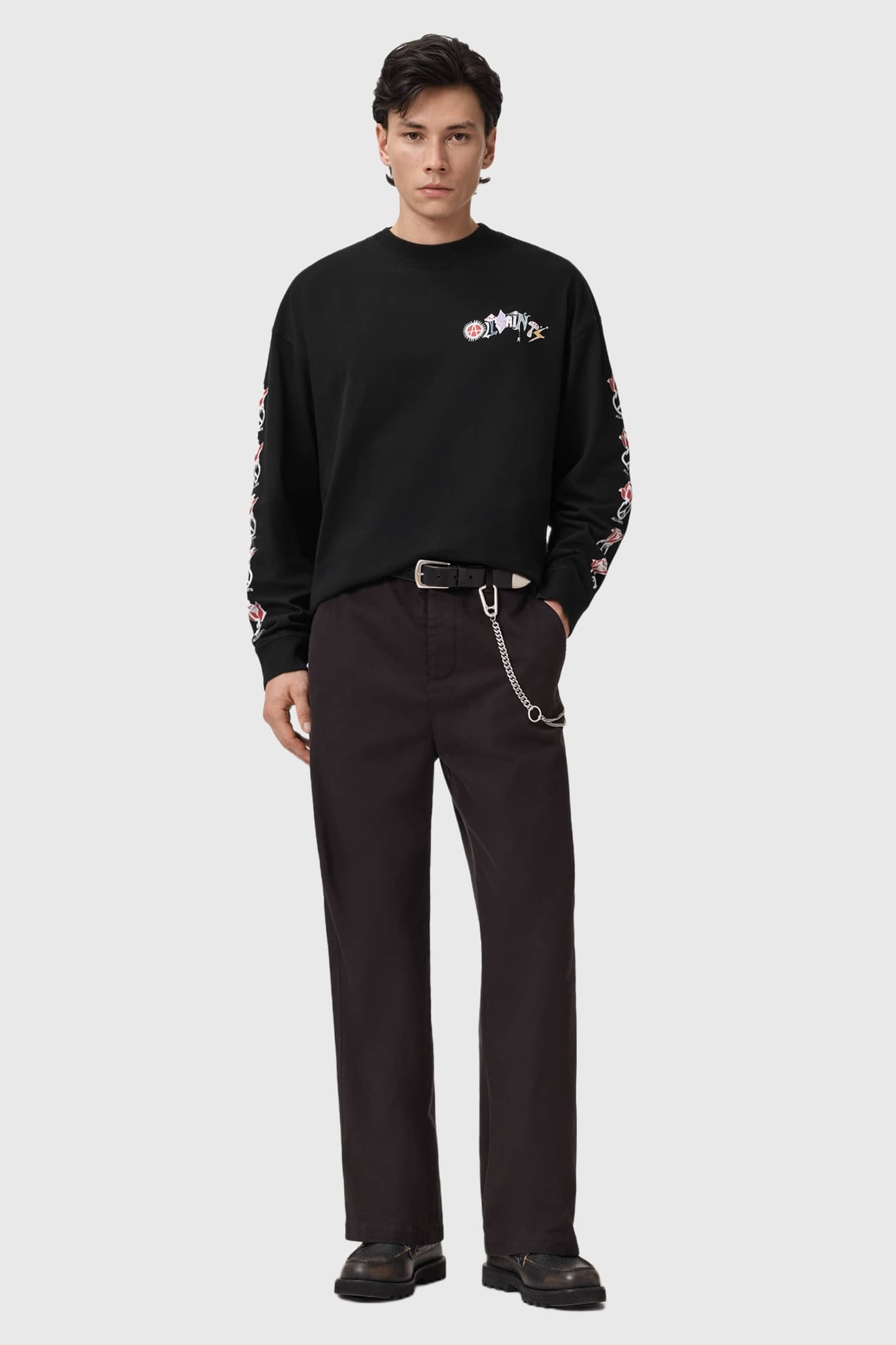 GARDENS LS CREW WASHED BLACK 1