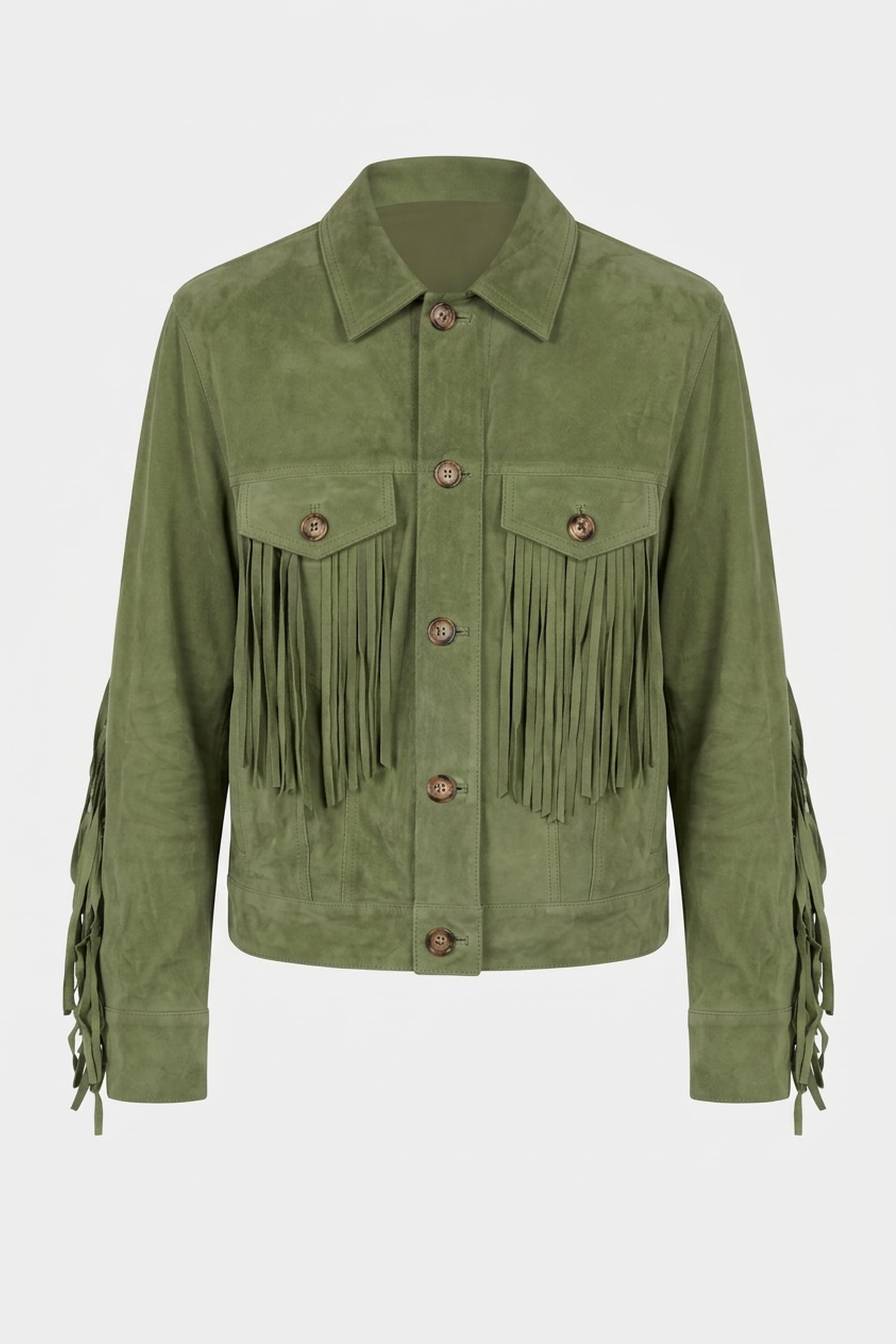 SUEDE JACKET WITH FRINGES GREEN 3
