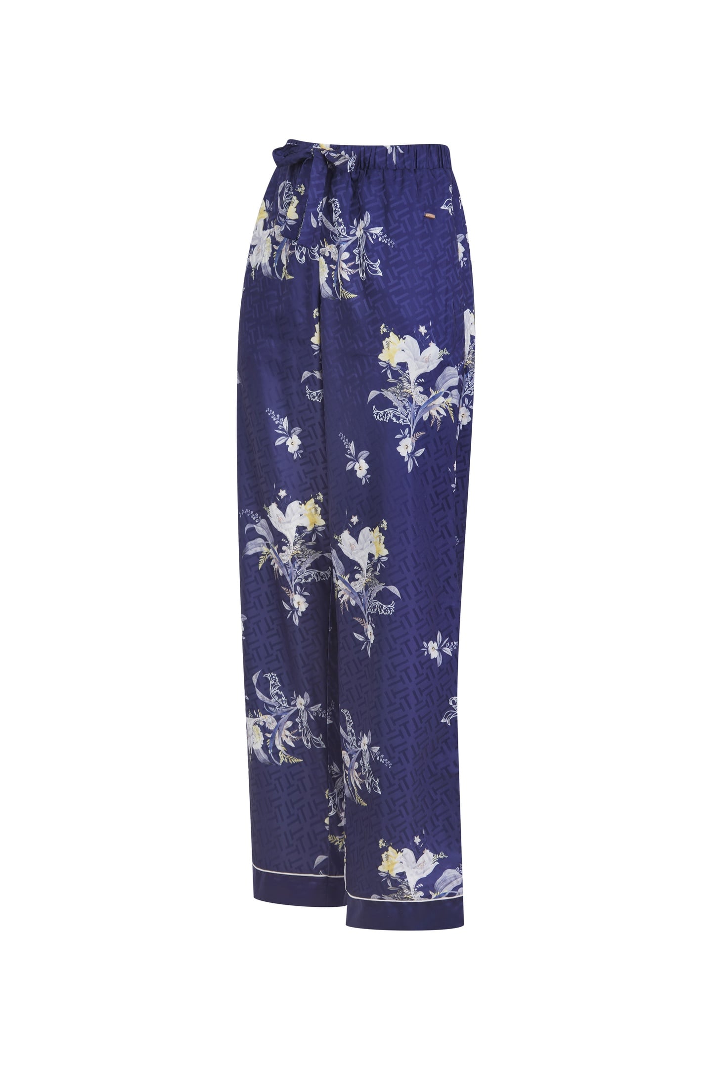 SKY 1PK JQD & PRINT TRADITIONAL SATIN PJ SET NAVY BLUE 2