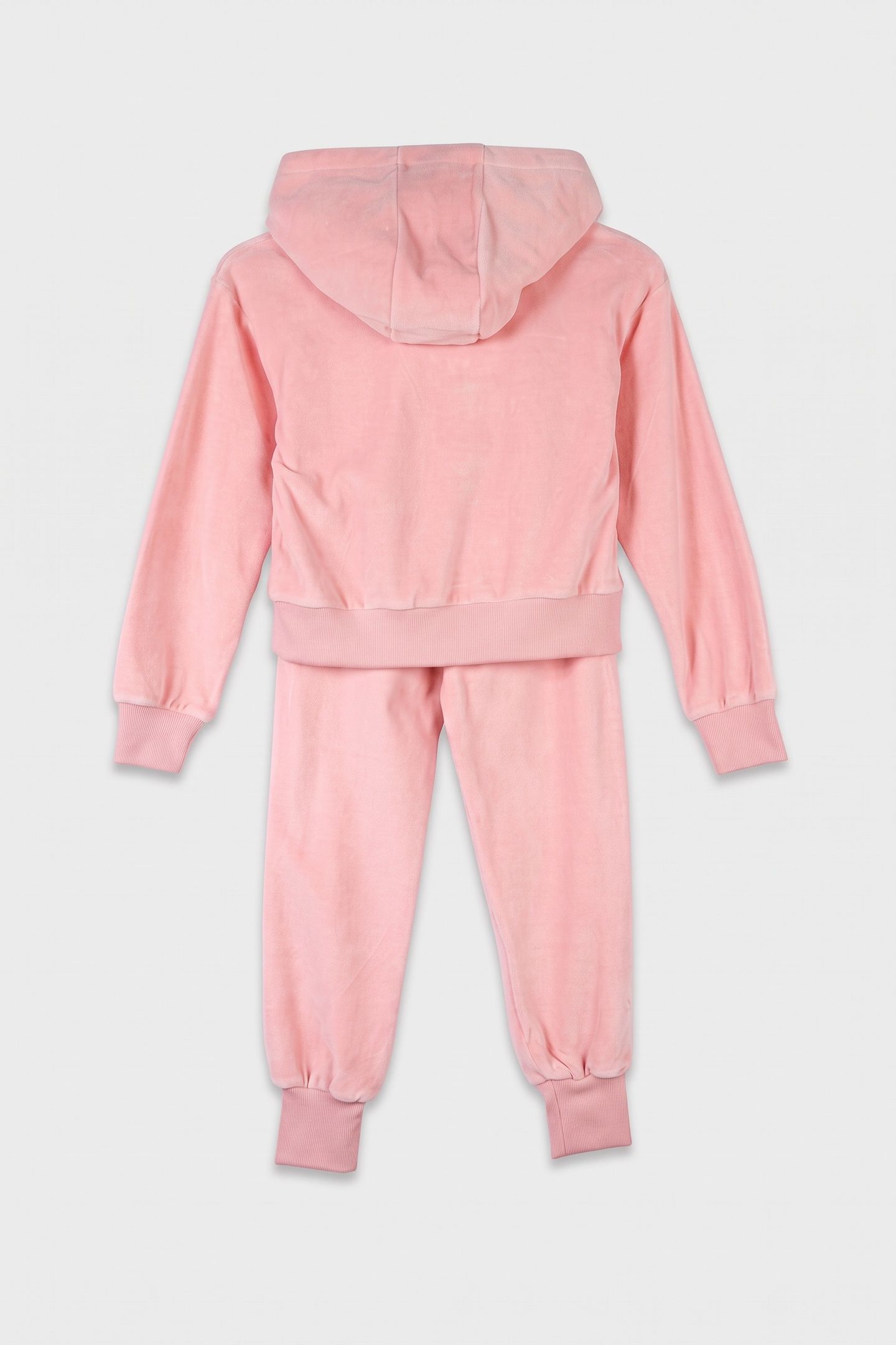 GIRL'S HEART TEDDY BEAR FLEECE JUMPSUIT SET PINK 3