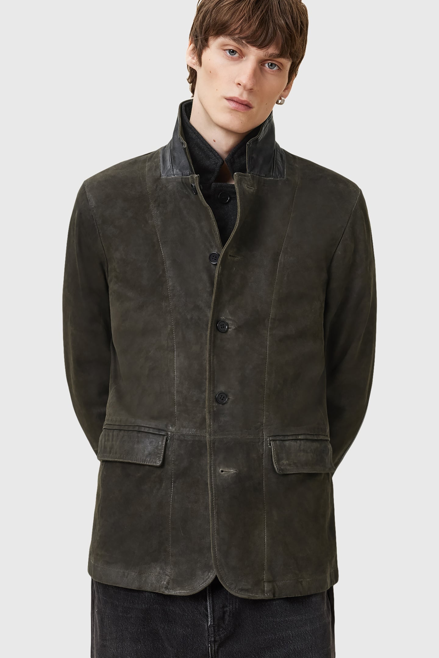 SURVEY LTHR BLAZER DARK OLIVE 2