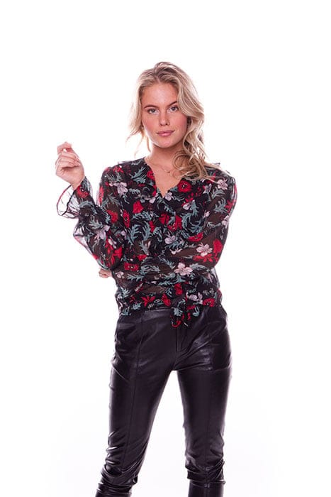 JONI RUFFLE FLOWER BLOUSE BLACK 4