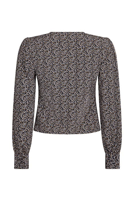 ELIN DITZY FLORAL V-NECK BUTTON BLOUSE WOMEN BLACK/WHITE 3