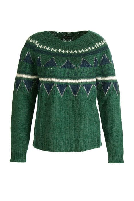 CREW NECK ROUND JACQ SWT LS GREEN 1