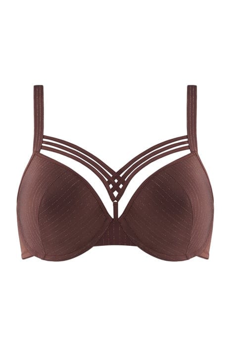 DAME DE PARIS CHESTNUT BROWN WITH GOLDE PLUNGE BRA 1
