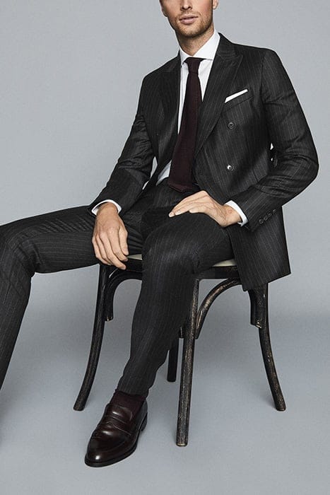 SALAN B-DB CHALK STRIPE P CHARCOAL C2 SMOKE GREY 6