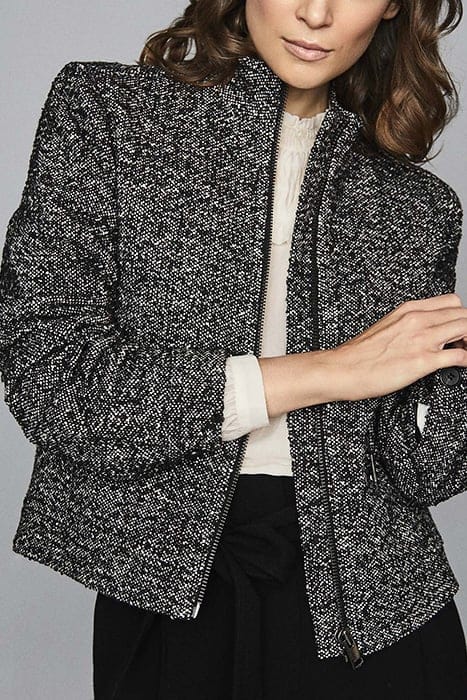 SURI-TEXTURED ZIP BOMBER BLACK/WHITE BLACK/WHITE 4