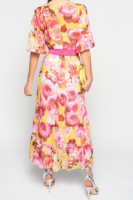 BACI DI DAMA ABITO GEORGETTE S YELLOW/FUCHSIA MULTI-COLOUR 2