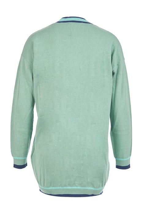 LONG CARDIGAN LS TRICOLOR STR GREEN 2