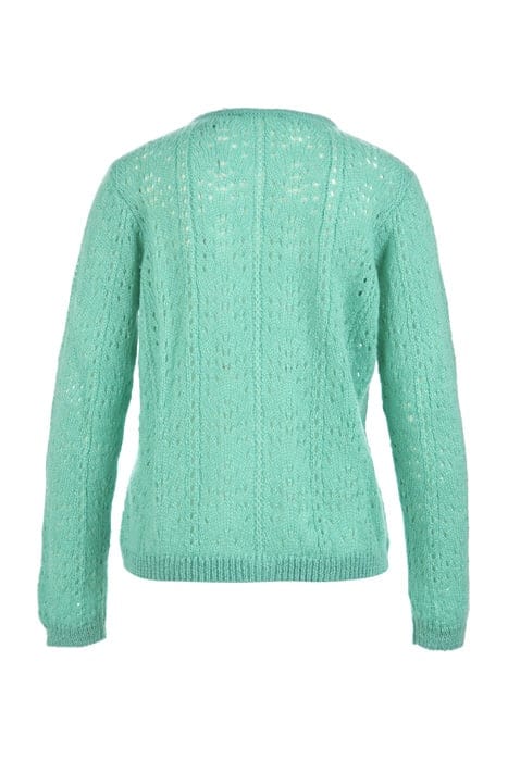 CREW NCK FANCY AJOUR CARDI LS GREEN 2