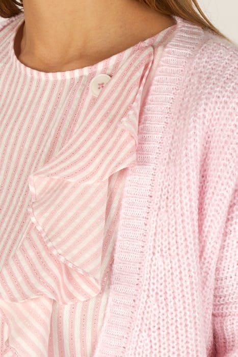 LOOSE V-NECK AJOUR CARDI LS PINK 6