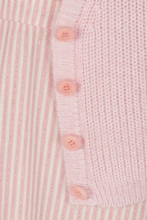 LOOSE V-NECK AJOUR CARDI LS PINK 4