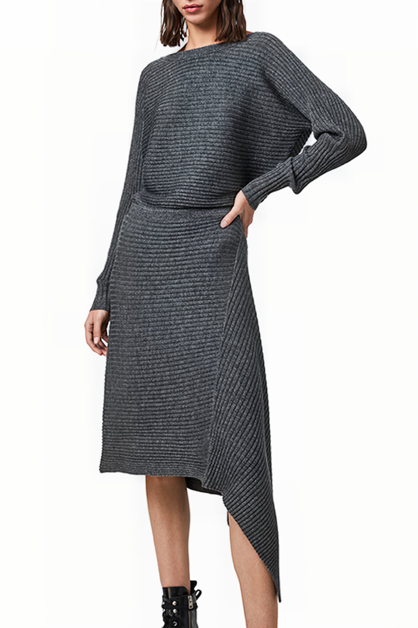 EVA METAL DRESS CHARCOAL GREY 1