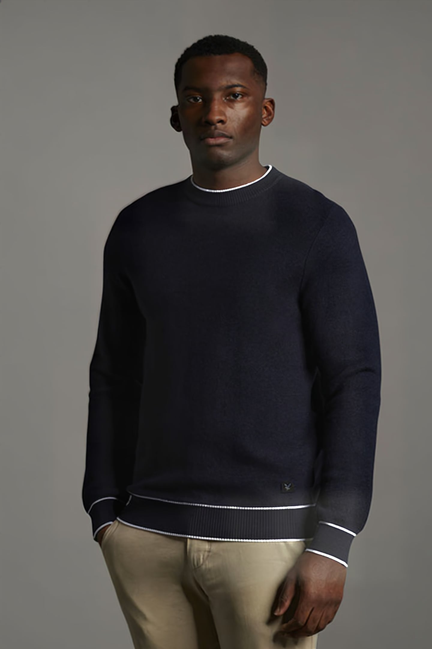 BLACK EAGLE TEXTURE KNIT CREW NECK DARK NAVY 1