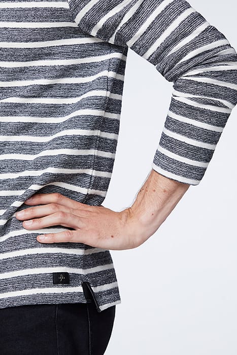 BLACK WITH ECRU STRIPES SWEATSHIRT 5