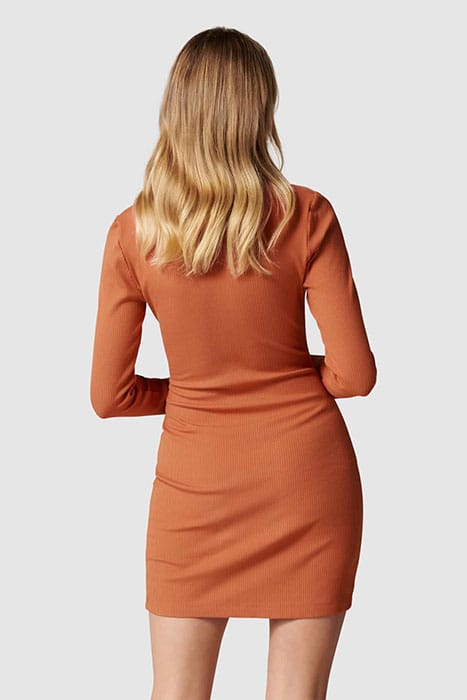 TARA RUCHED SHIRT JERSEY DRESS RUST 4