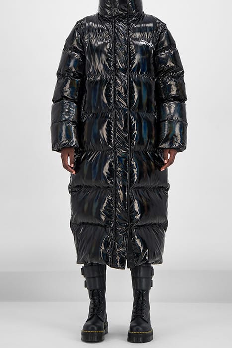 BLACK HOLOGRAPHIC GUBL PUFFER COAT 1