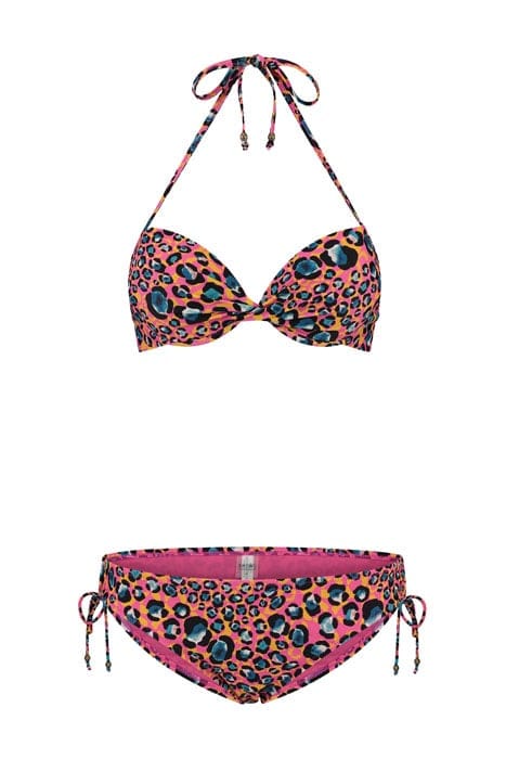 LADIES LEOPARD SPOT LUCA PUSH UP BIKINI AZALEA PINK 3
