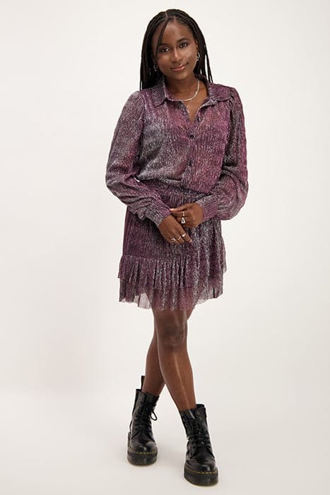 PAARSE BLOUSE MET PLISSÉ PINK PINK 4