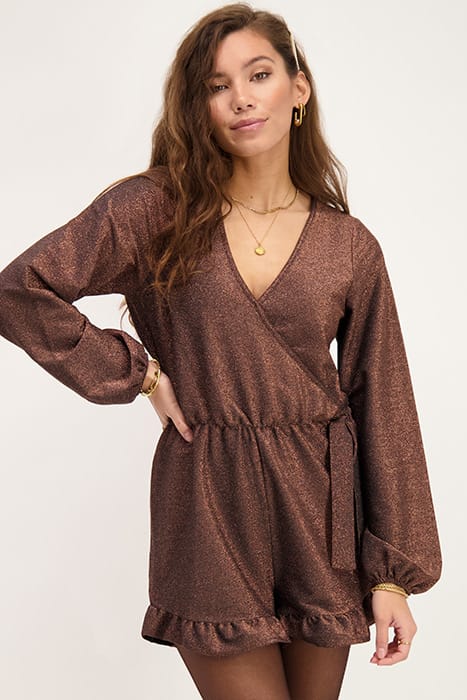BRUINE GLITTER PLAYSUIT MET RUFFLES BRONZE BRONZE 4