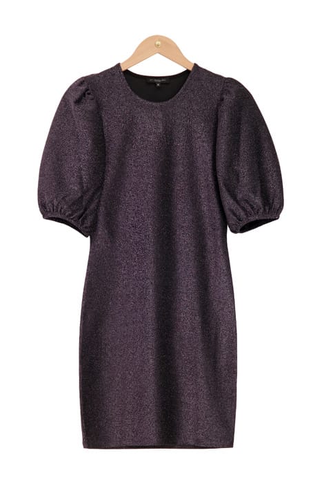 ZWARTE GLITTER JURK MET POFMOUW BLACK BLACK 1