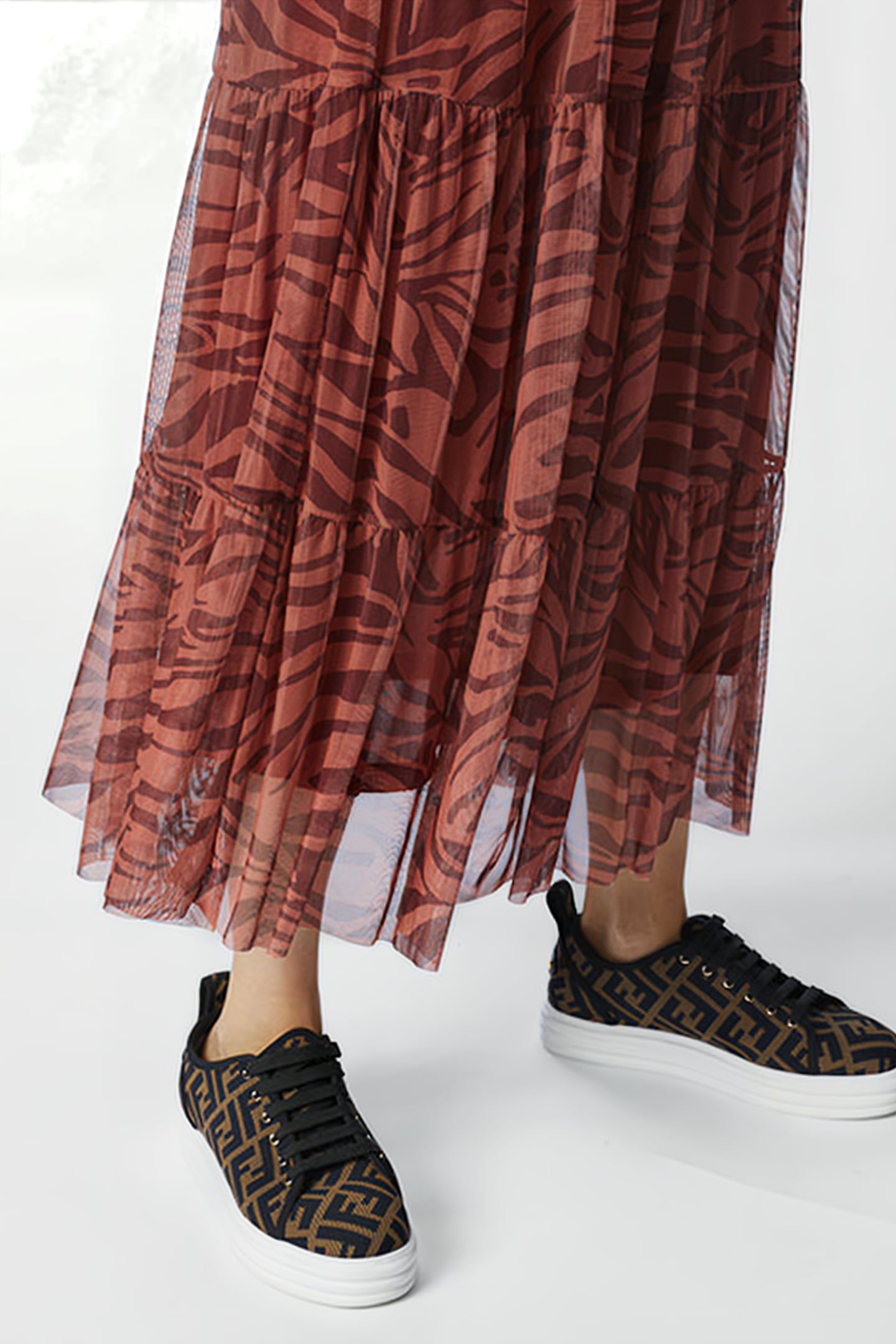 SKIRT PRINTED MESH GINGER SPICE 4