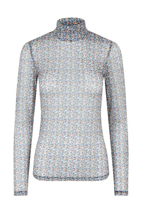 PCFANELLA LS HIGH NECK TOP MUSKMELON/FLOWERS 1