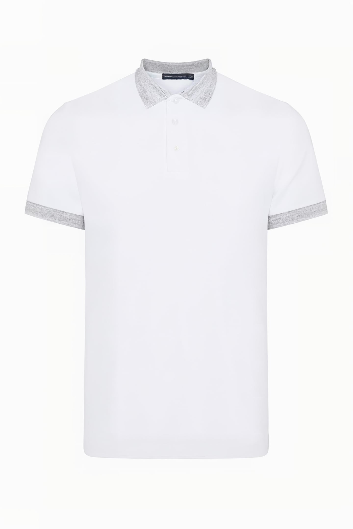 CONTRAST MELANGE PIQUE POLO SHIRT WHITE 1