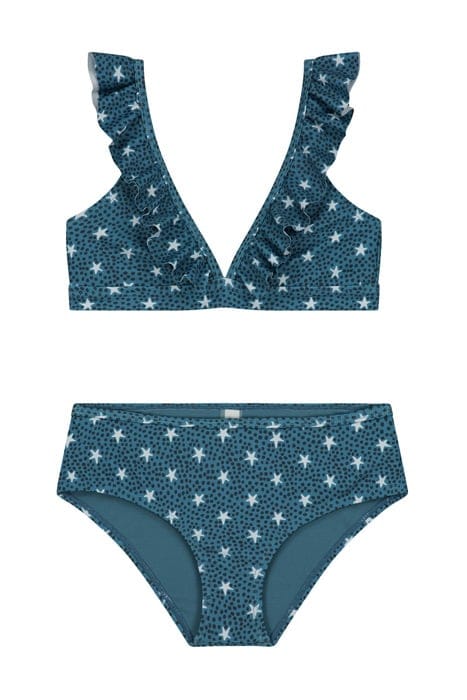 GIRLS STARDUST RUFFLE TRIANGLE BIKINI PATAGONIA BLUE 1